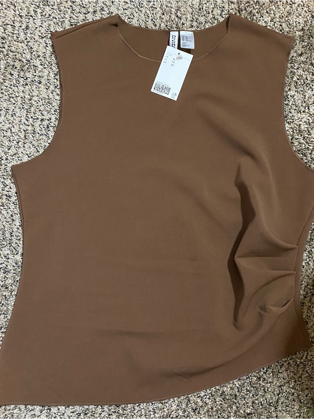 Divided Brown Sleeveless Ruched Tank Top